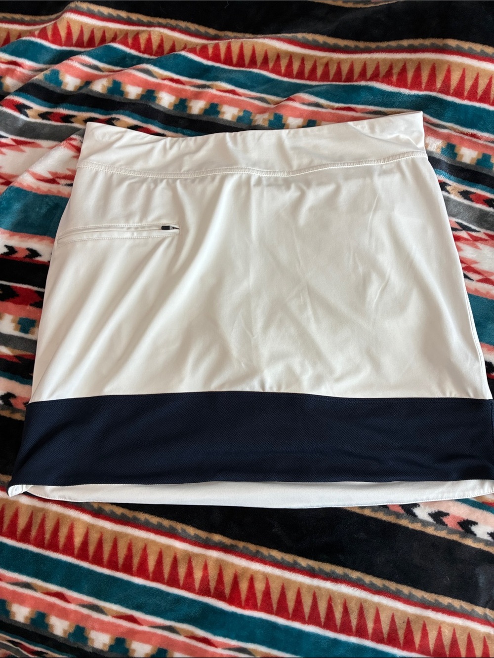 Belyn Key White Athletic Skort with Navy Hem